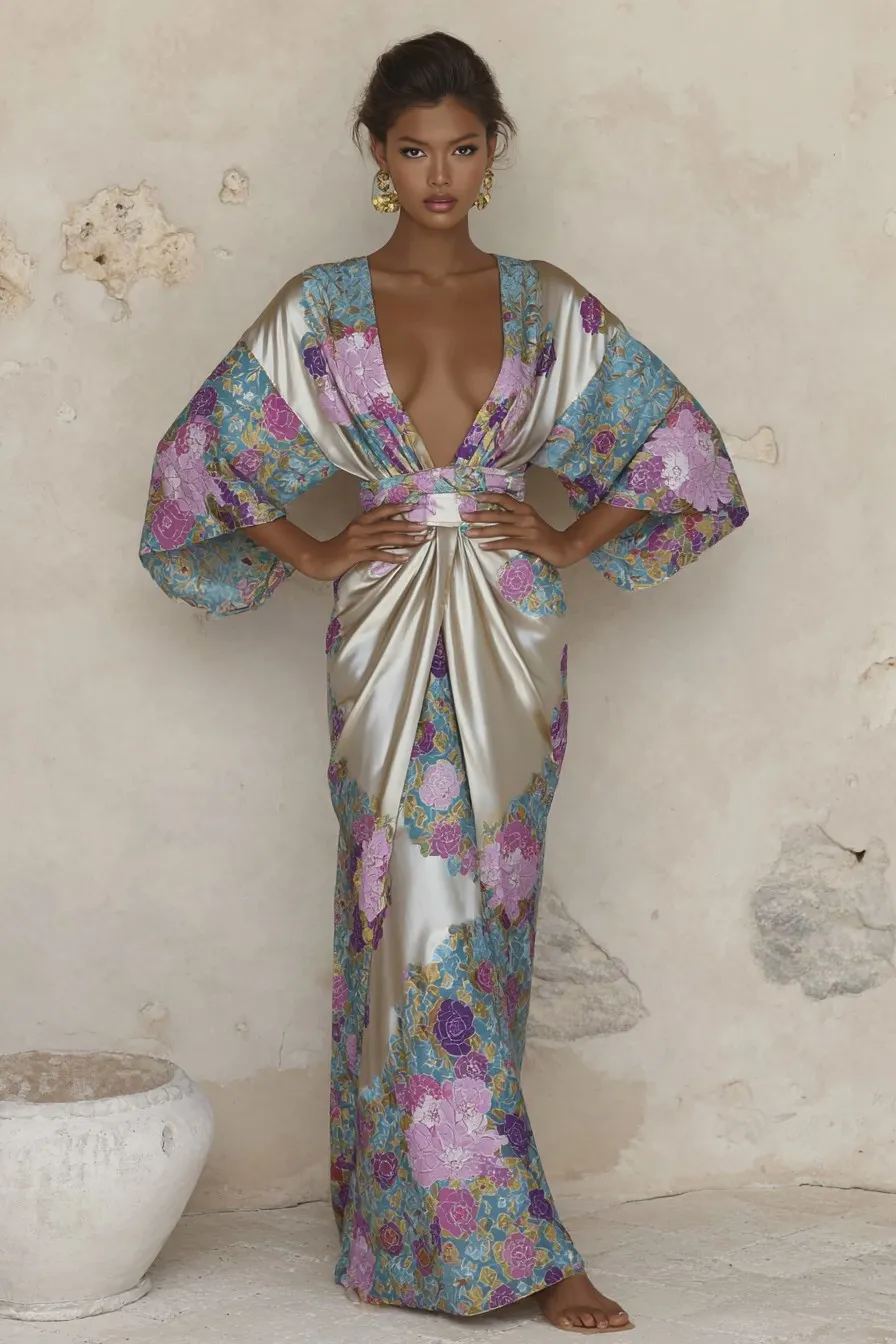 Elegant Vintage Printed Robe