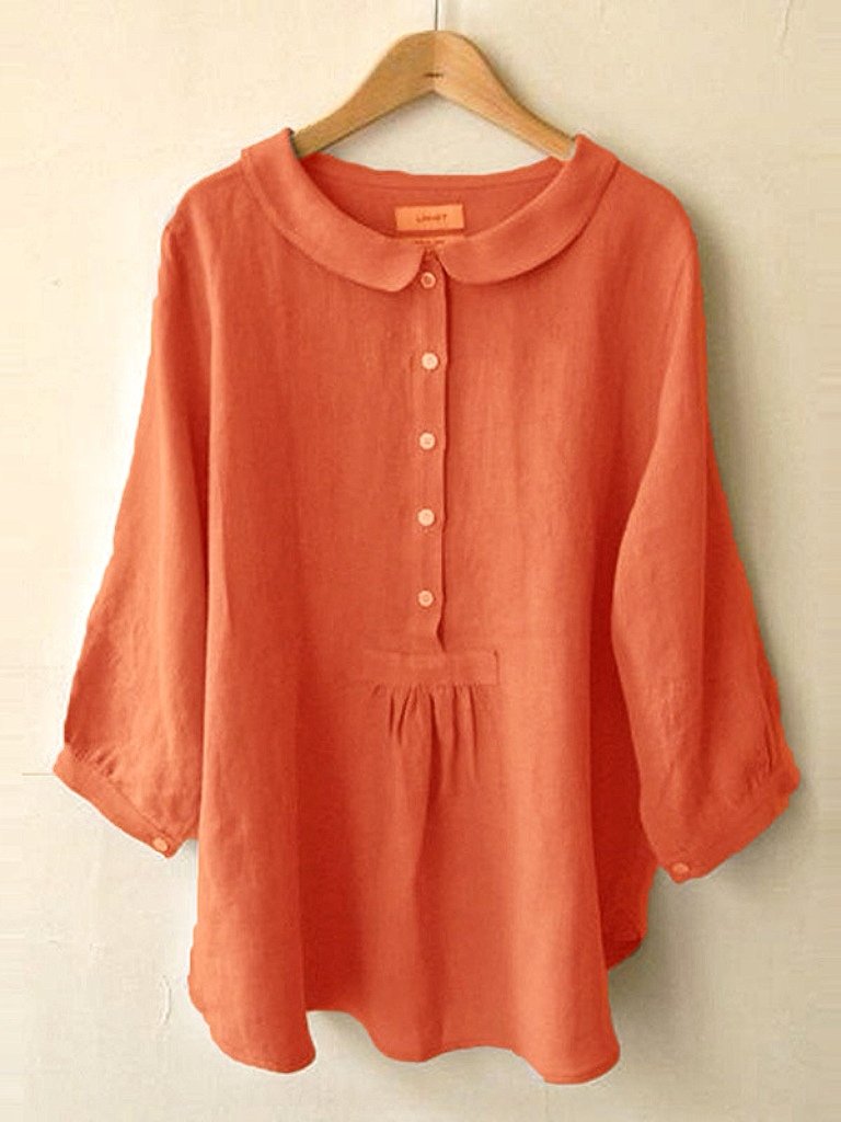 Cotton Linen Seven Sleeve Shirt