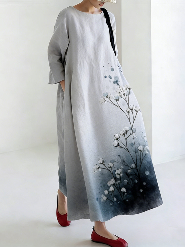 Japanese-style Tie-dye Floral Print Dress