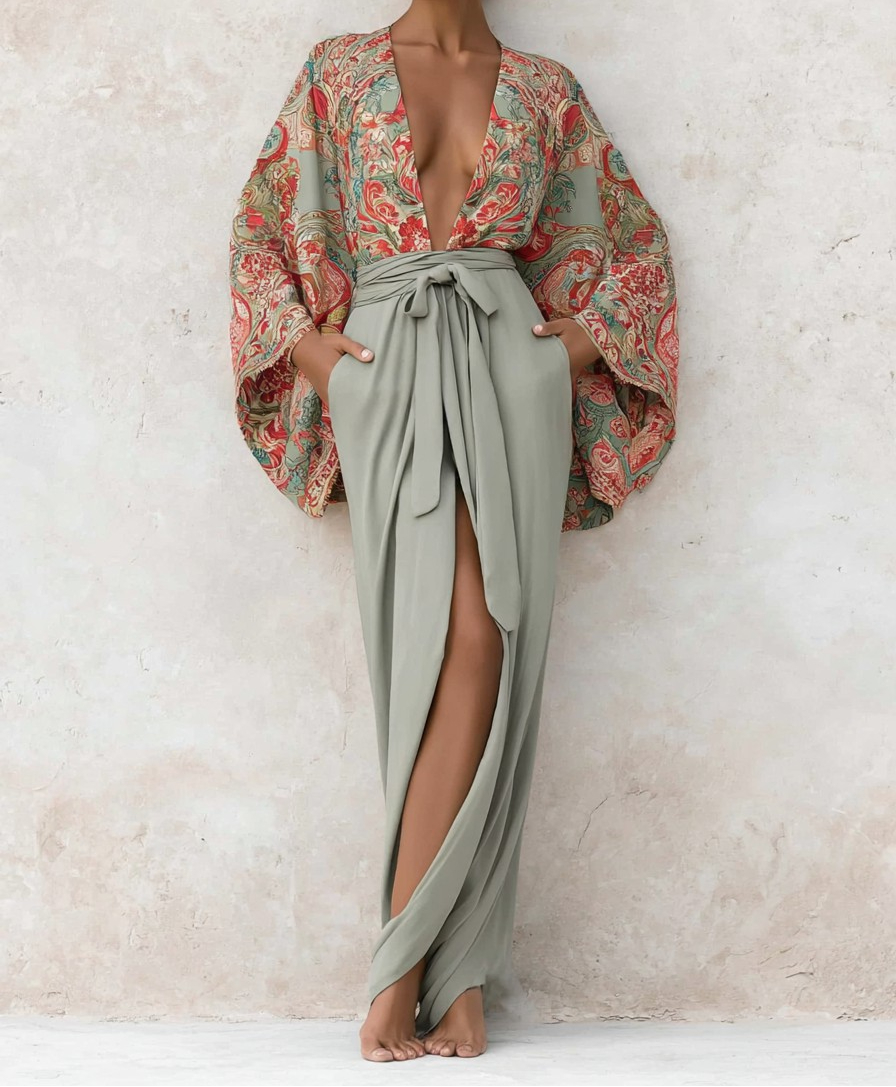 Elegant Vintage Printed Robe