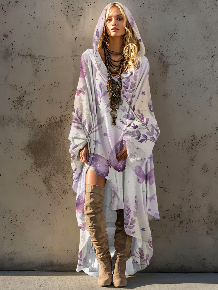 Women's autumn and winter cotton robe hooded smock dress