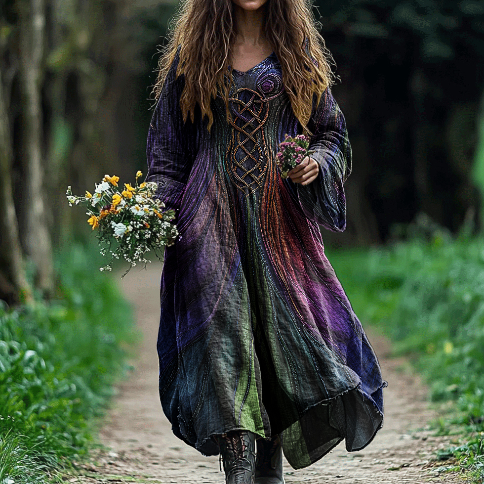 Women's Vintage Viking Celtic Gradient Art Dress
