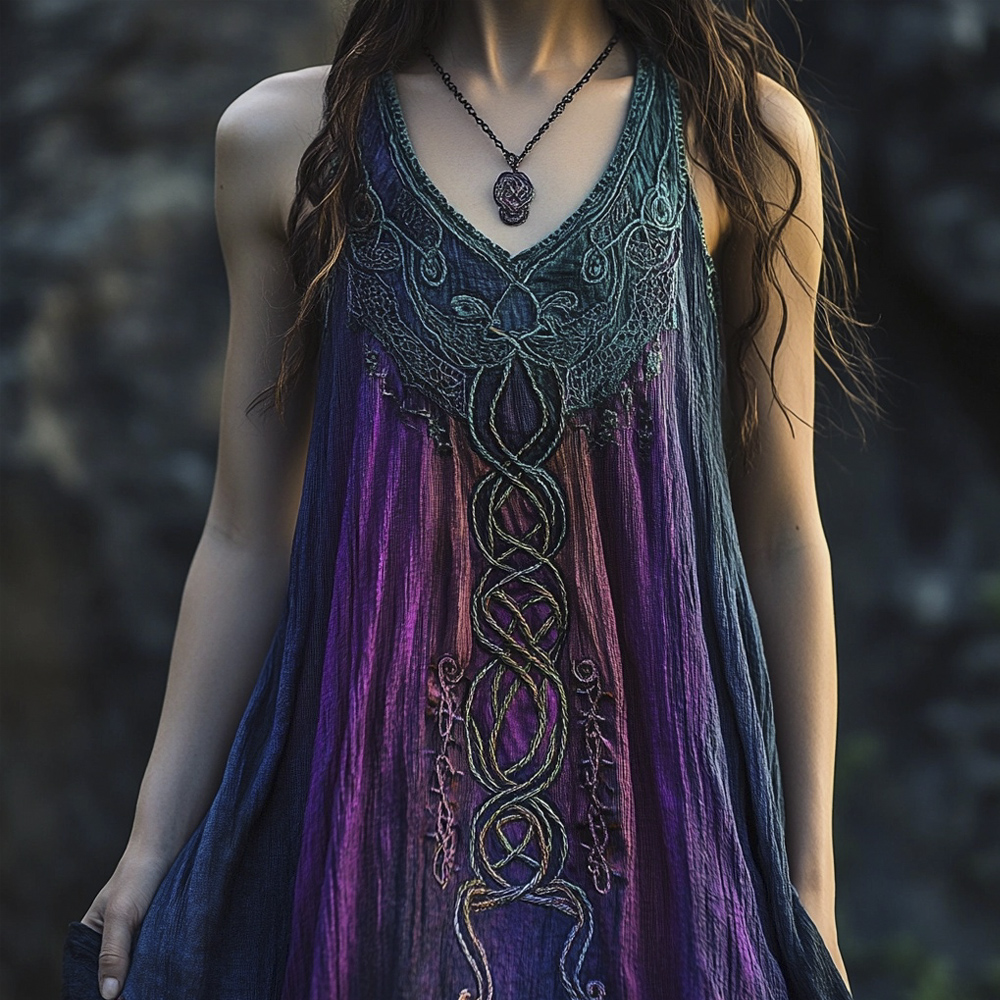Vintage Celtic Mythology Gradient Lace Tank Dress