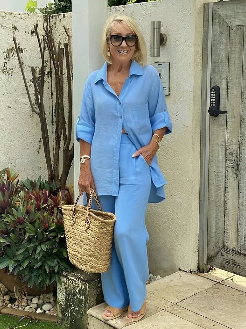 Linen-Blend Two-Piece Set