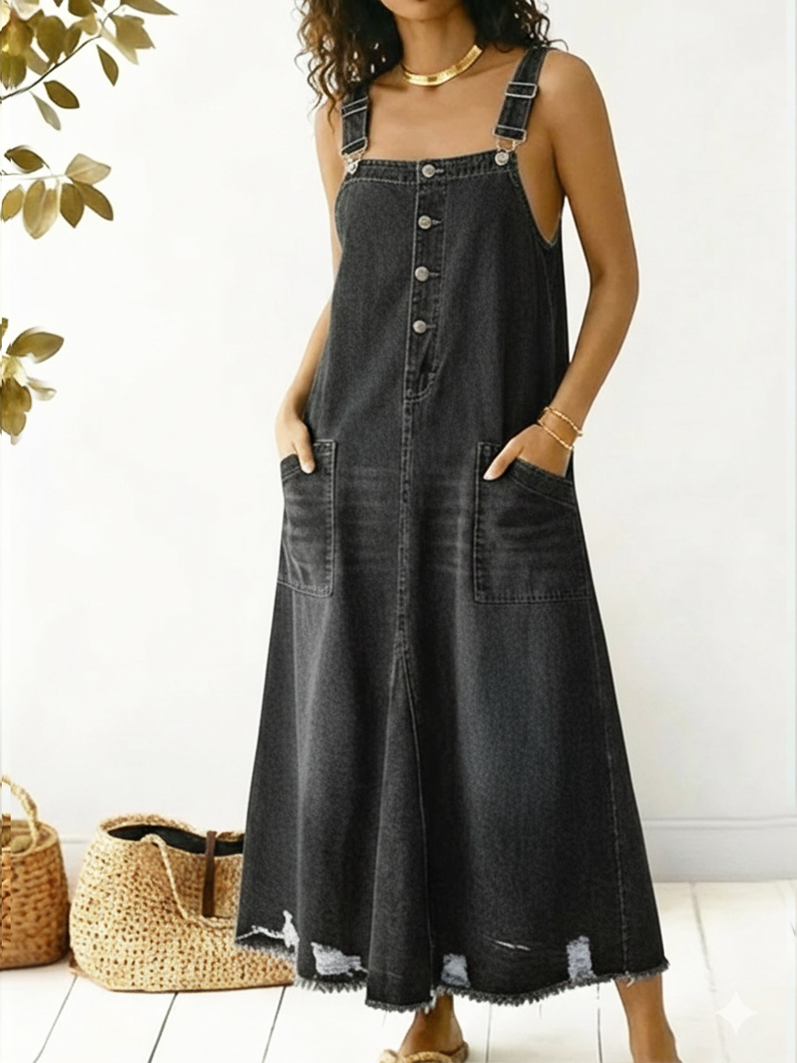 Casual Sleeveless Cotton Denim Dress