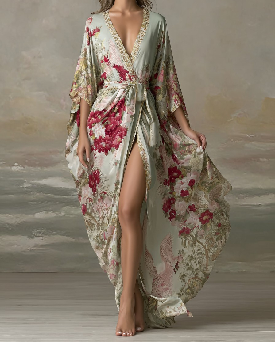 Elegant Vintage Printed Robe