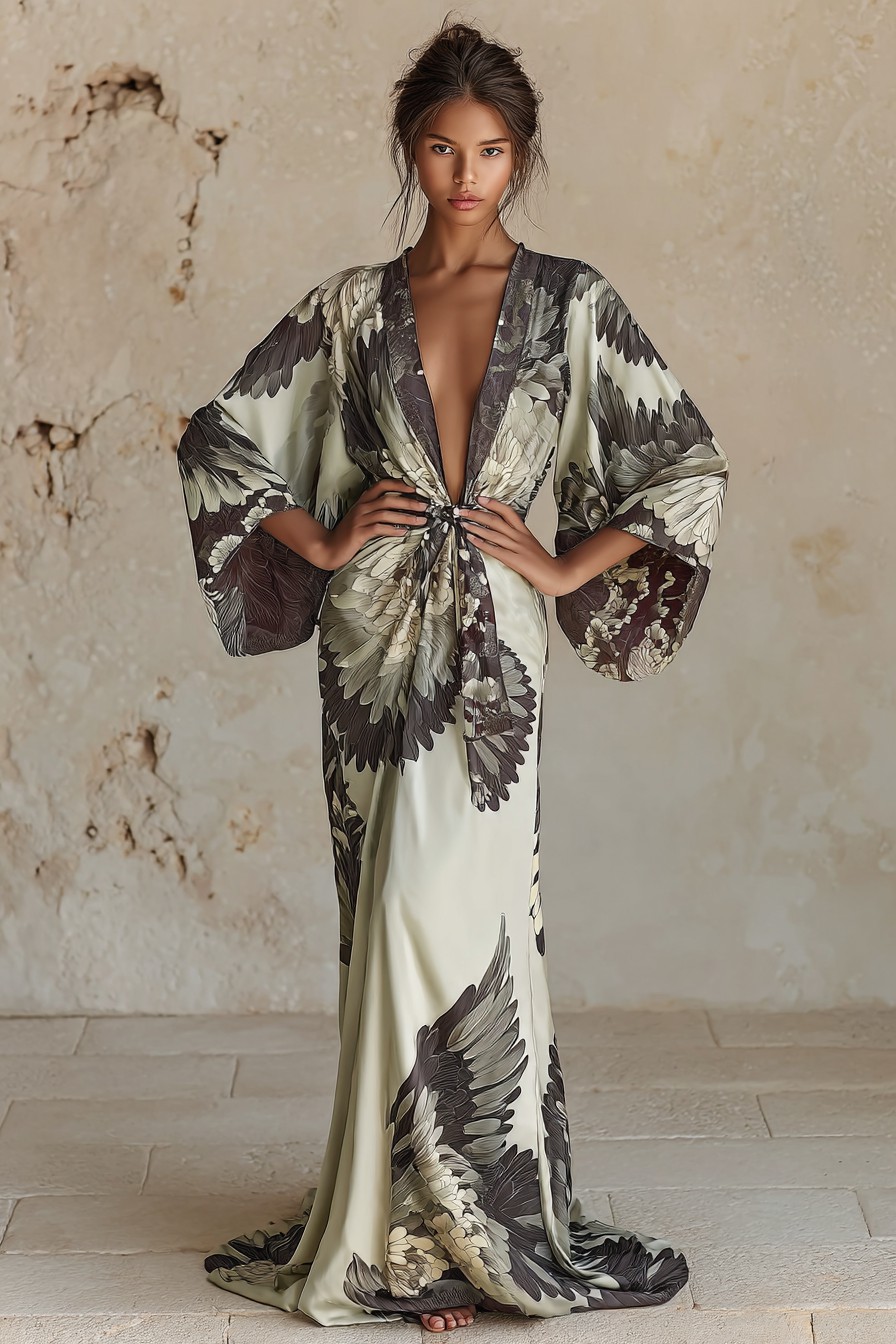 Elegant Vintage Printed Robe