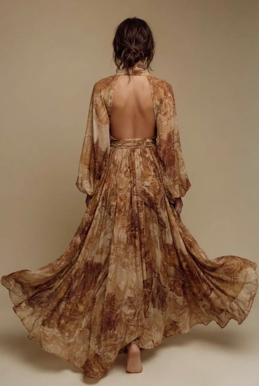 The Strength – Desert Spirit Ptinted Backless Maxi Dress