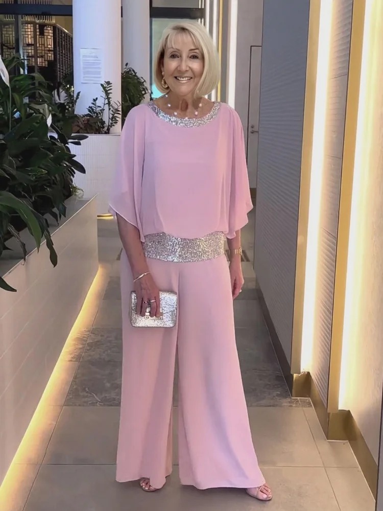 Pink Chiffon Two-Piece Set