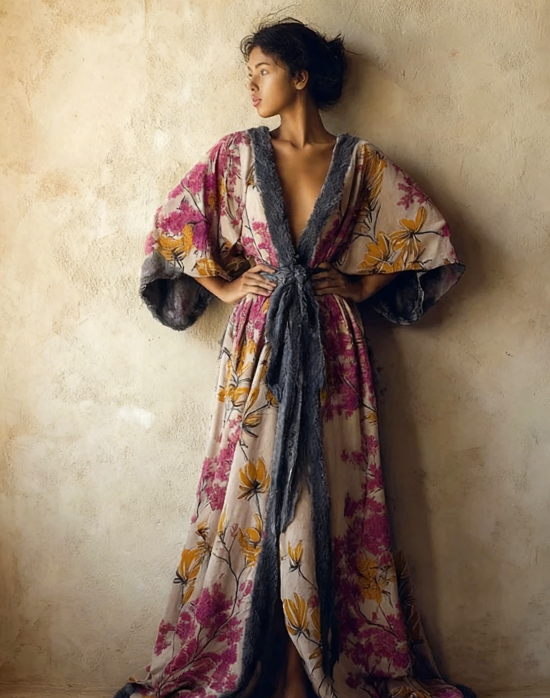 Women's Autumn and Winter Cotton Velvet Blended Robe (With Belt)