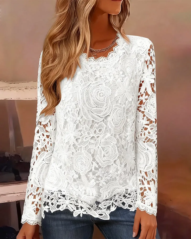 Basic Long-Sleeve Lace Top