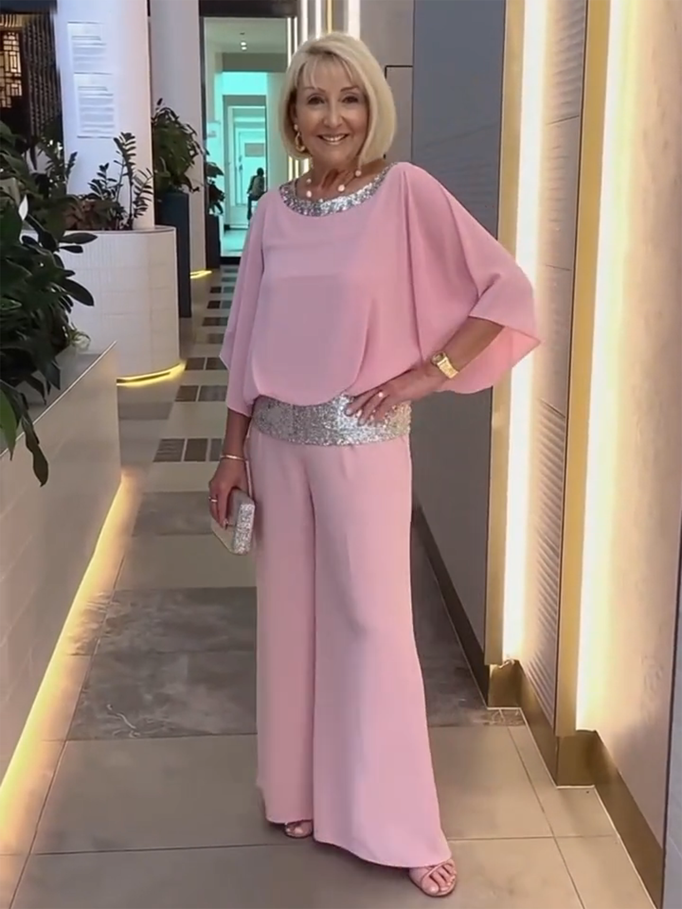 Pink Chiffon Two-Piece Set