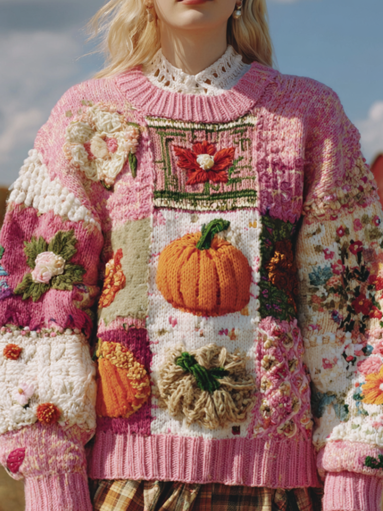 Women's Autumn/winter Thanksgiving Round Neck Warmth-giving Knit Sweater