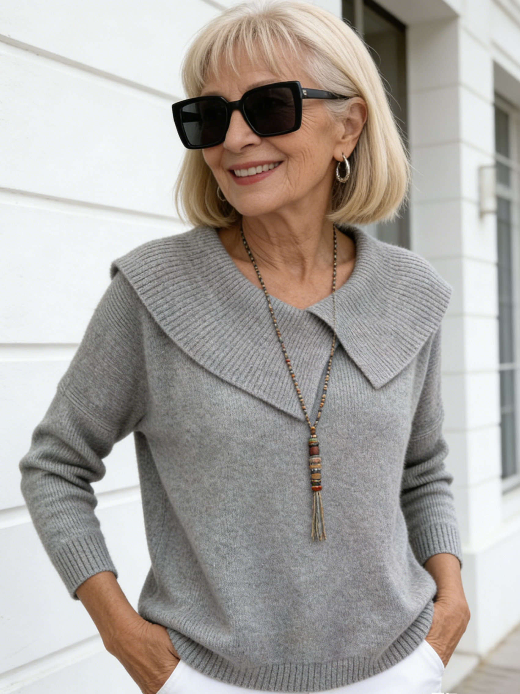 Red Sailor-Collar Knit Sweater