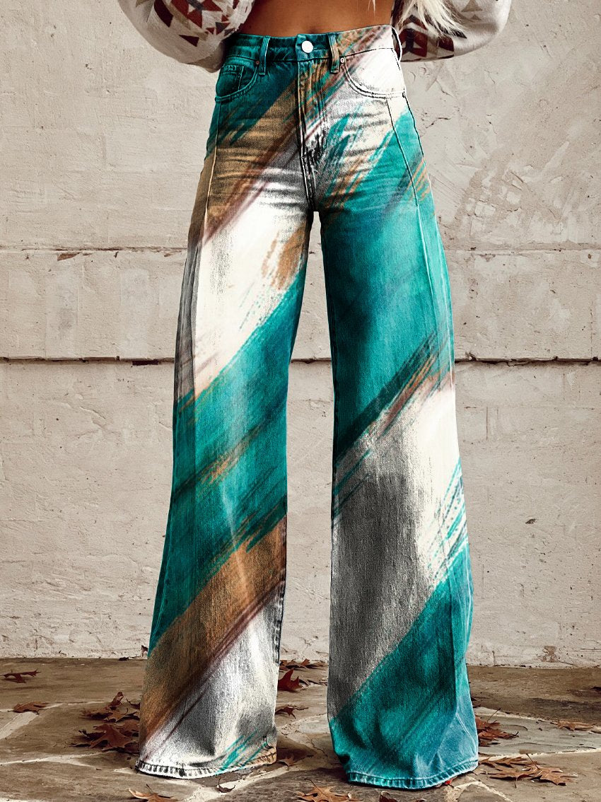 Colorful Women's Print Casual Wide-Leg Pants