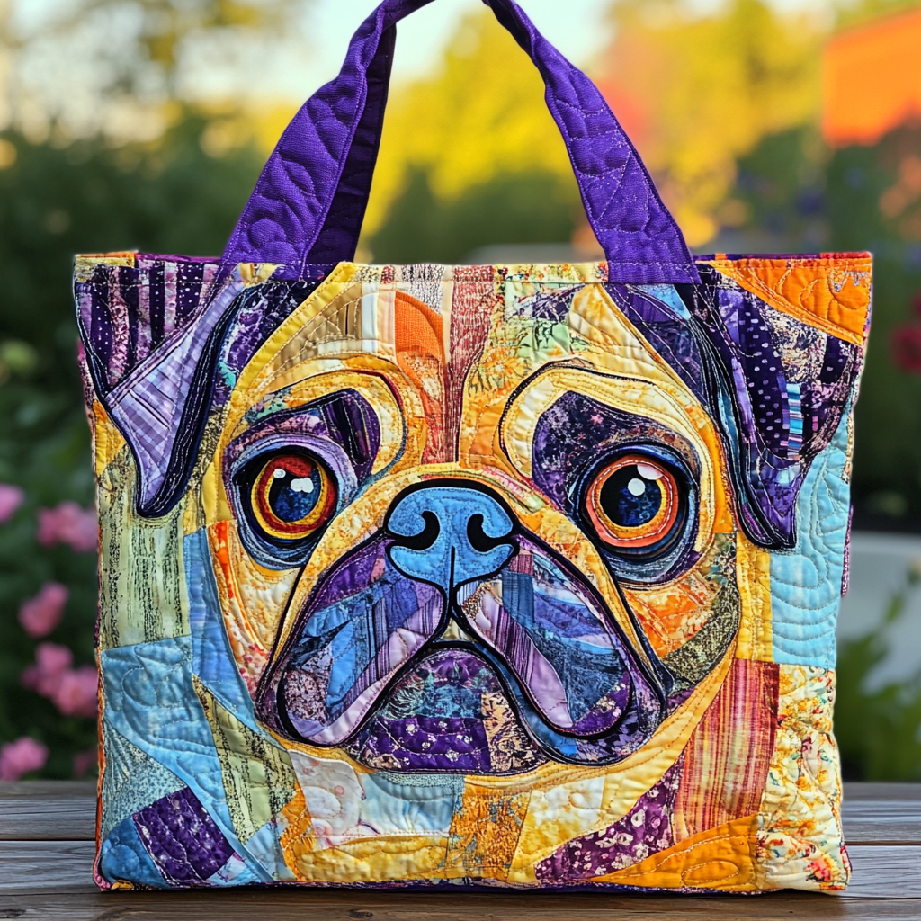 Pug Quilted Tote Bag