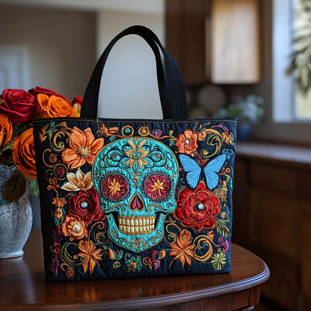 Skull Quilted Tote Bag