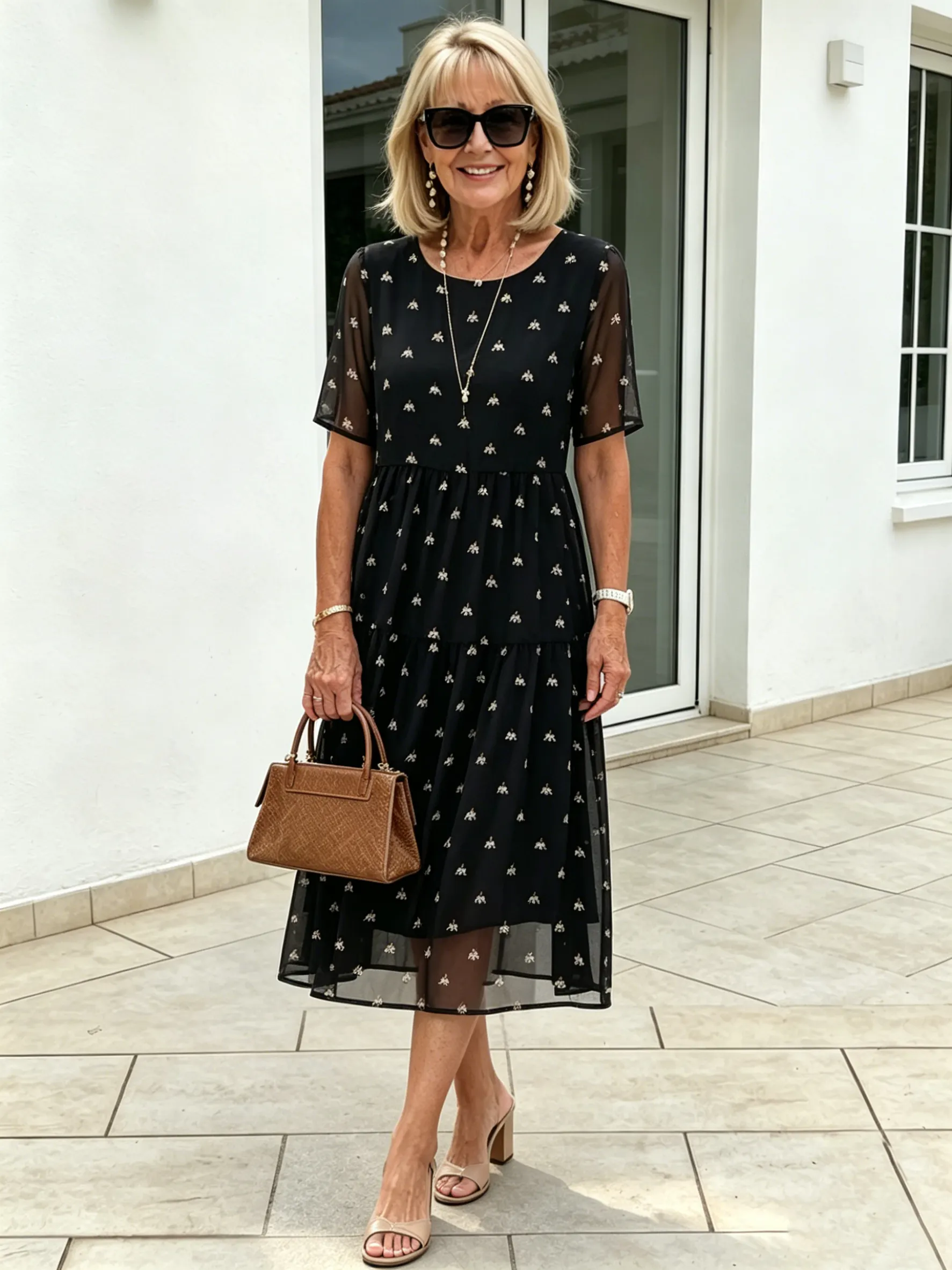 Black Polka Dot Midi Dress