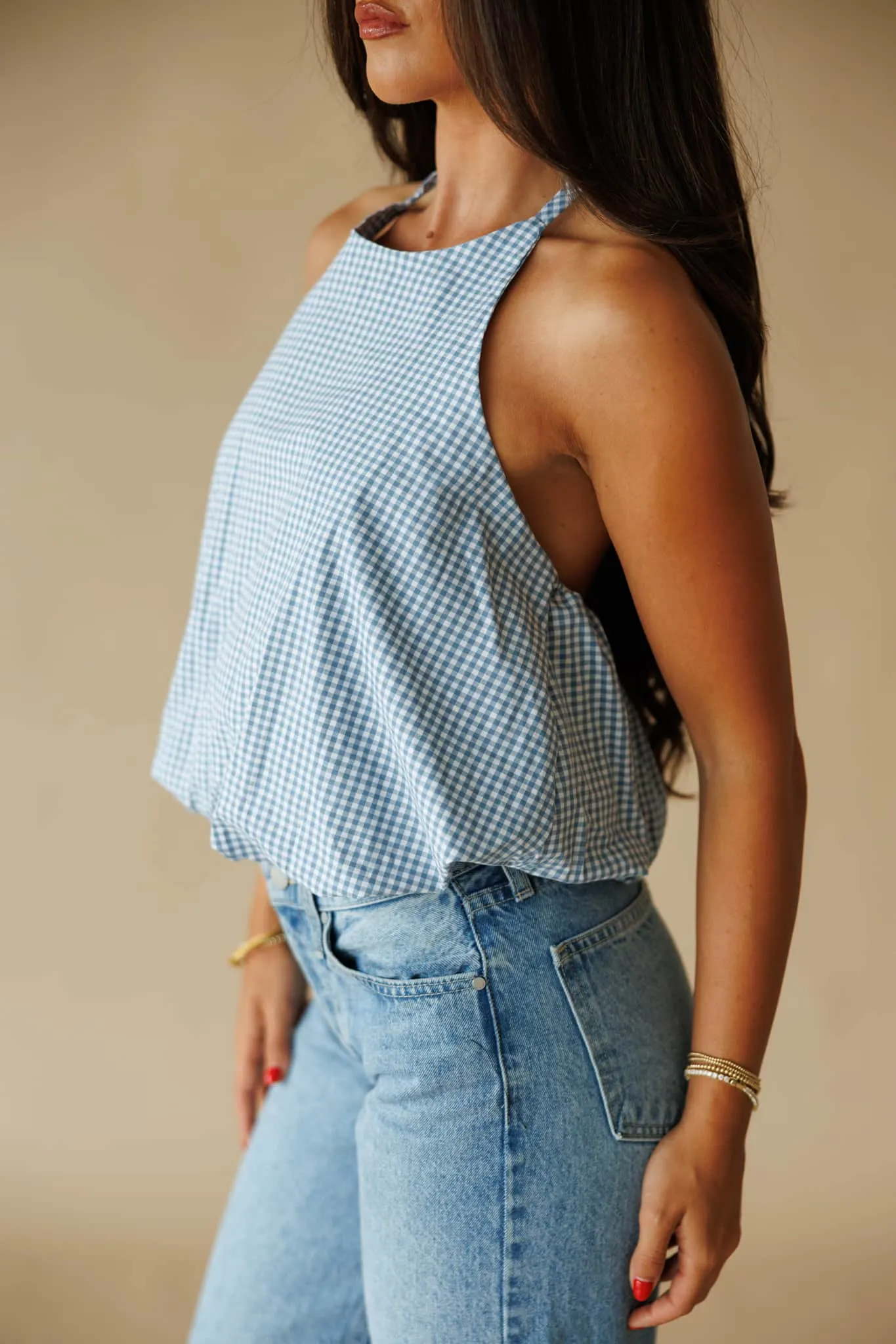 Gingham Bubble Halter Top