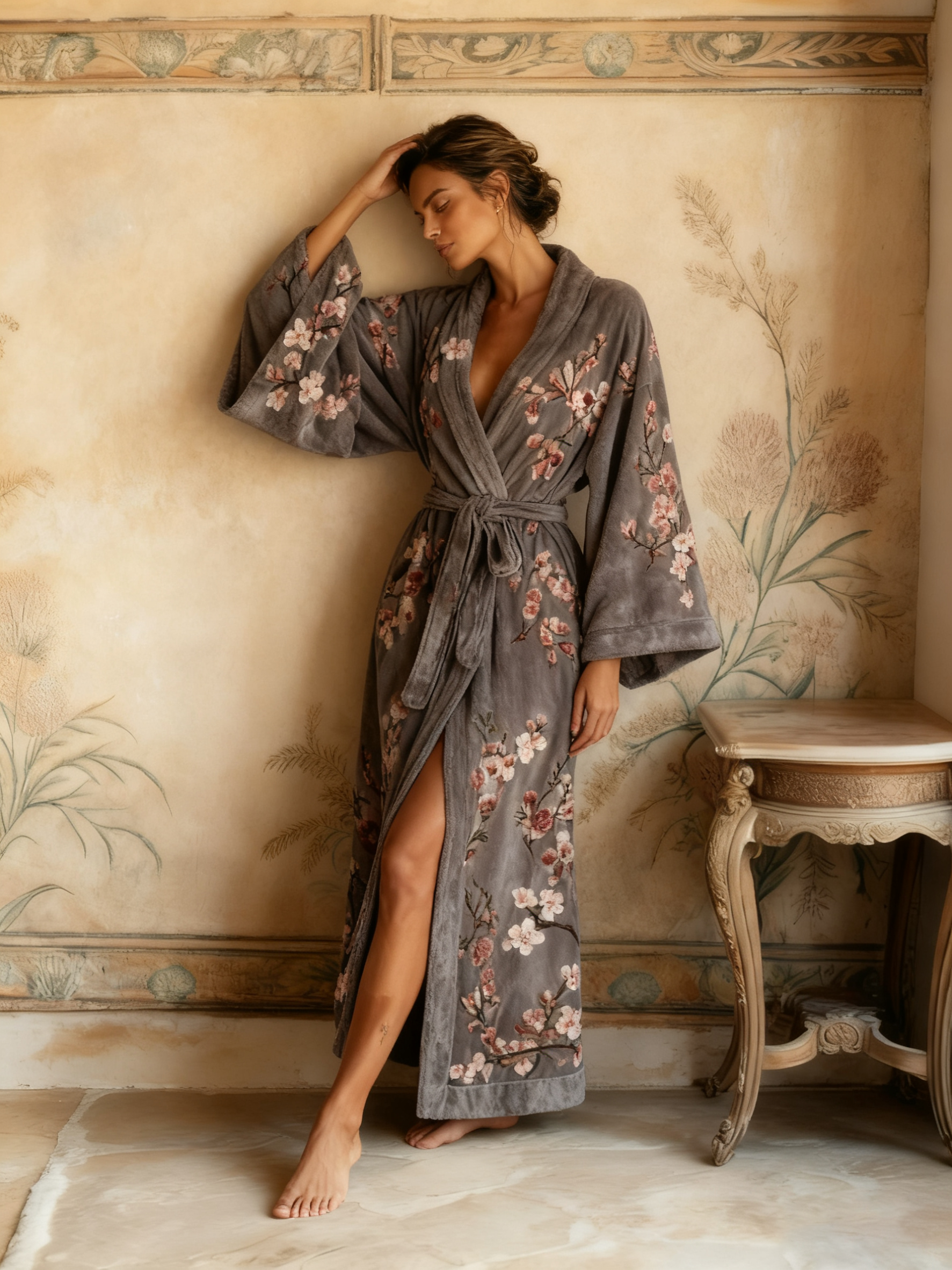 Autumn & Winter Cotton Velvet Blended Robe (With Belt)