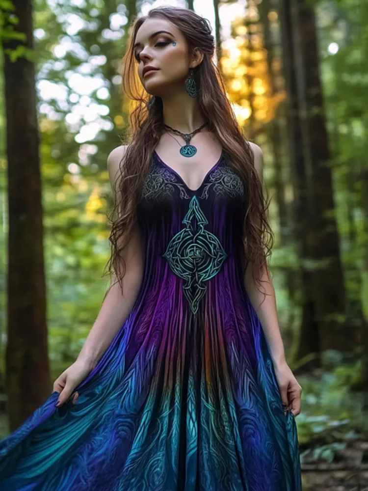 Vintage Viking Gradient Tribal Pattern Comfy Tank Dress