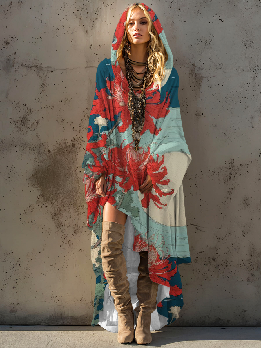 Women's autumn and winter cotton robe hooded smock dress