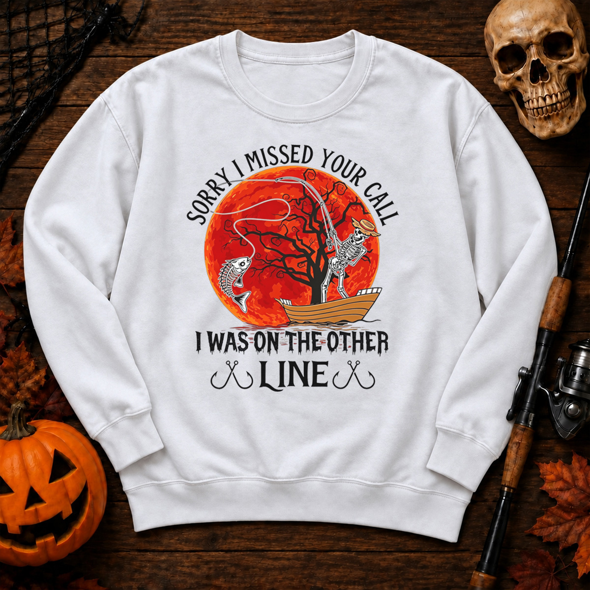 Haunted Lakes And Hooked Fish For Halloween Anglers Sweatshirt