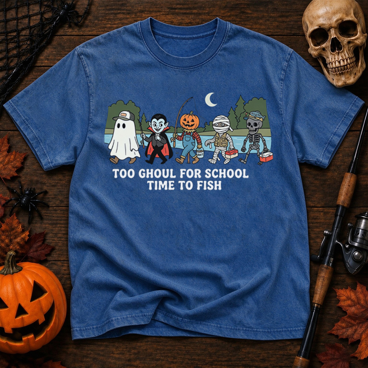 Too Ghoul For School Time To Fish Washed T-Shirt