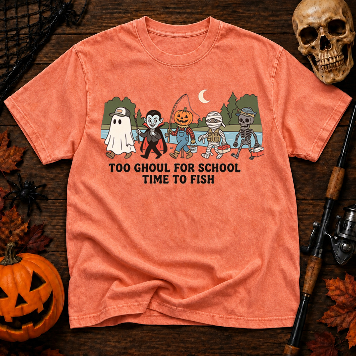 Too Ghoul For School Time To Fish Washed T-Shirt