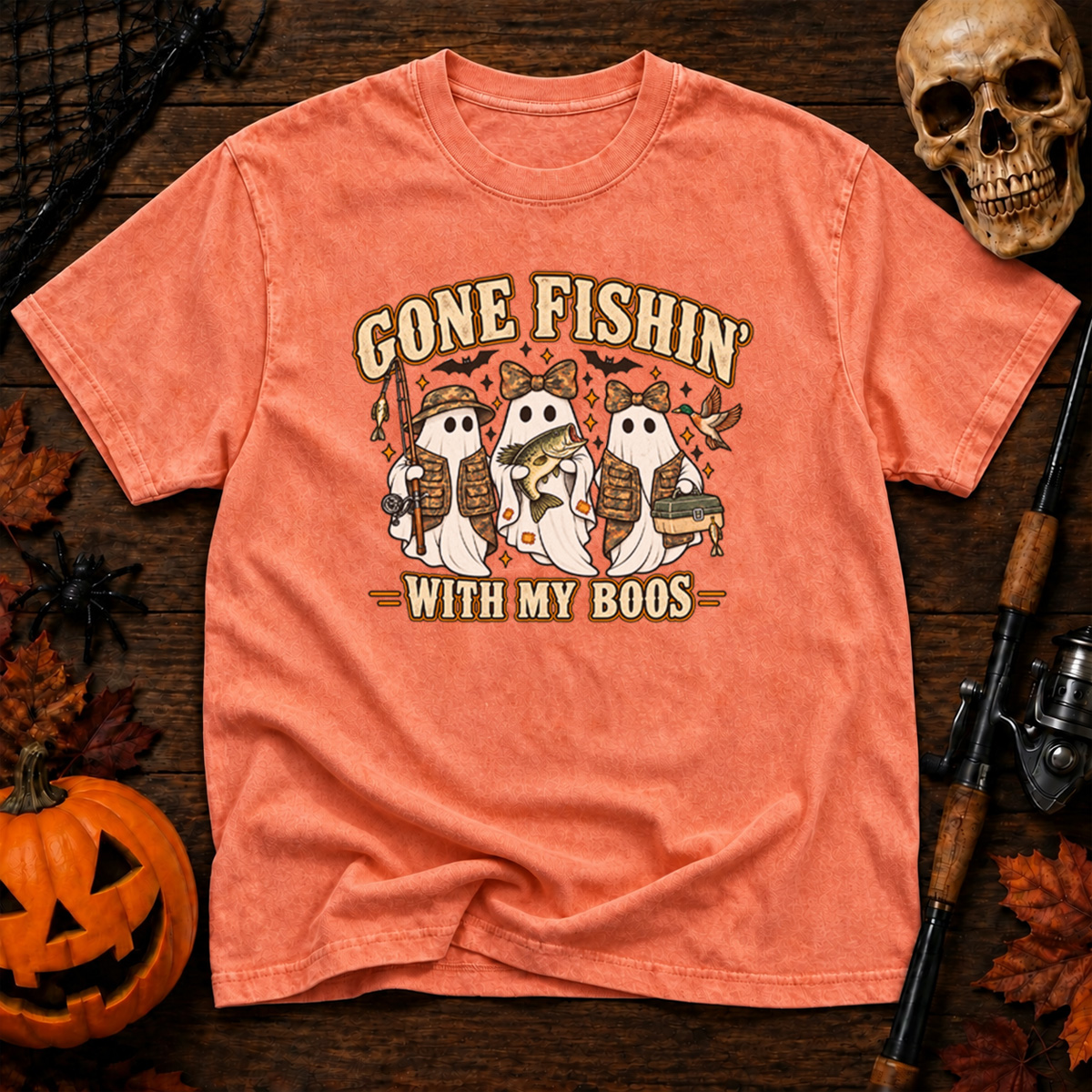 Gone Fishin' With My Boos Washed T-Shirt