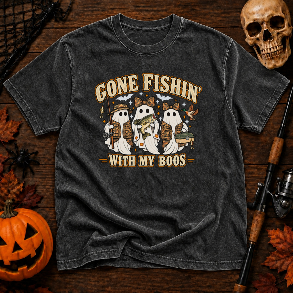 Gone Fishin' With My Boos Washed T-Shirt