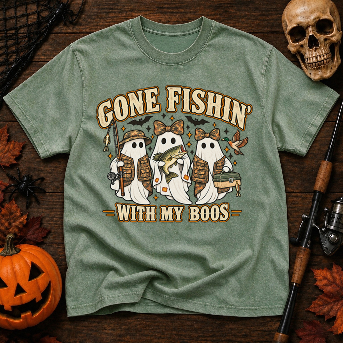 Gone Fishin' With My Boos Washed T-Shirt