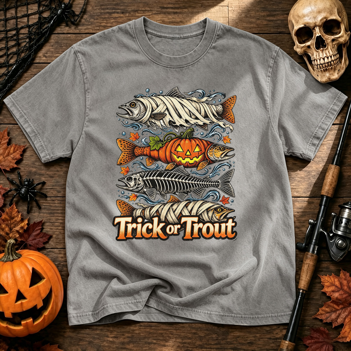 Halloween Trick or Trout Washed T-Shirt