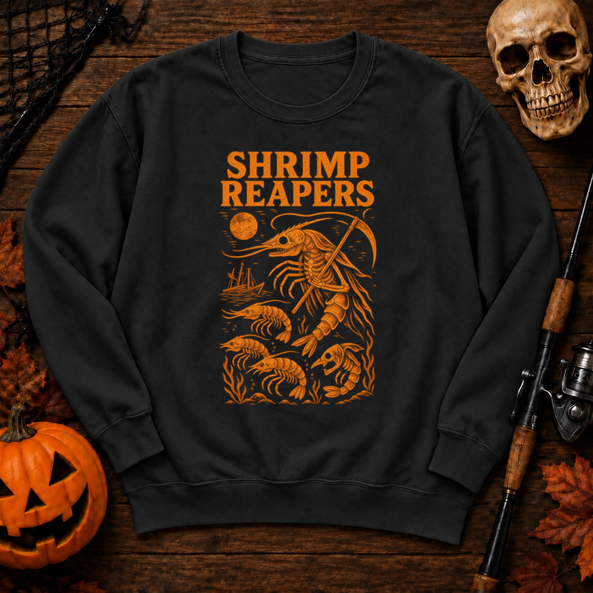 Hrimp Reaper Halloween Fishing Sweatshirt