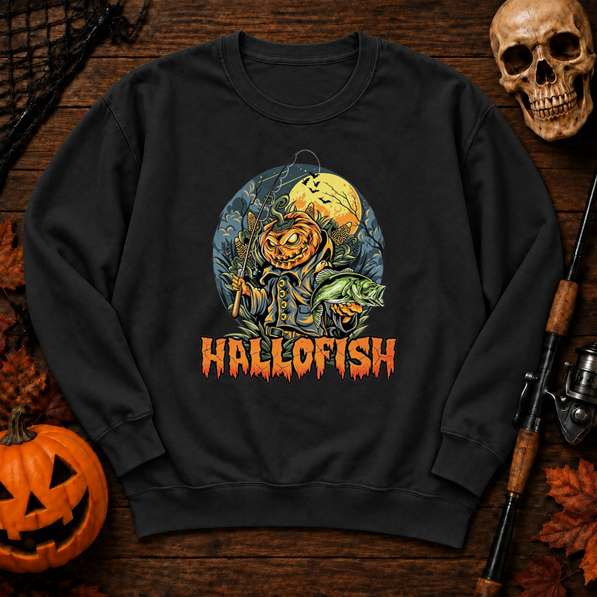 Fishing Pumpkin Halloween Sweatshirt