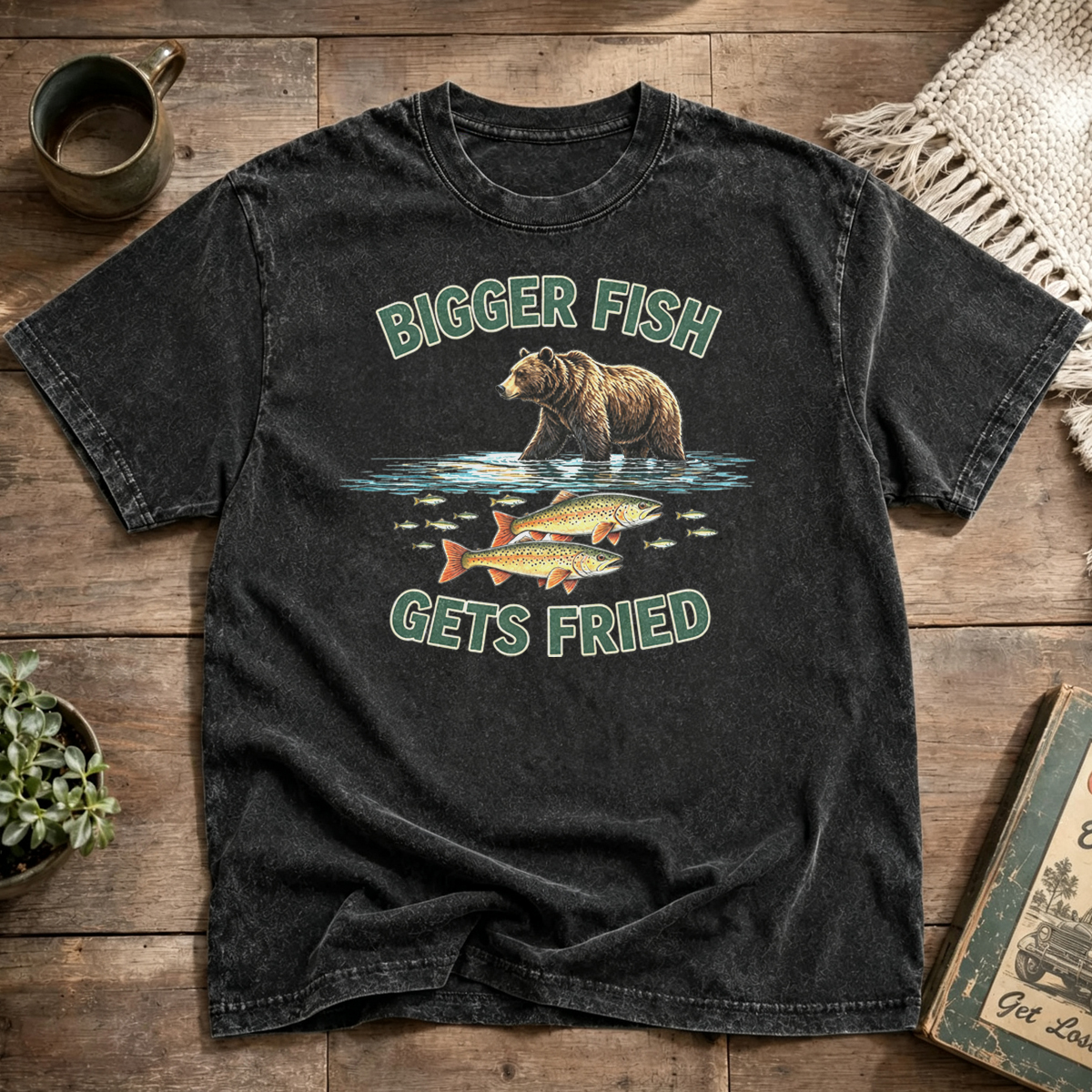 Bigger Fish Gets Fried Washed T-Shirt