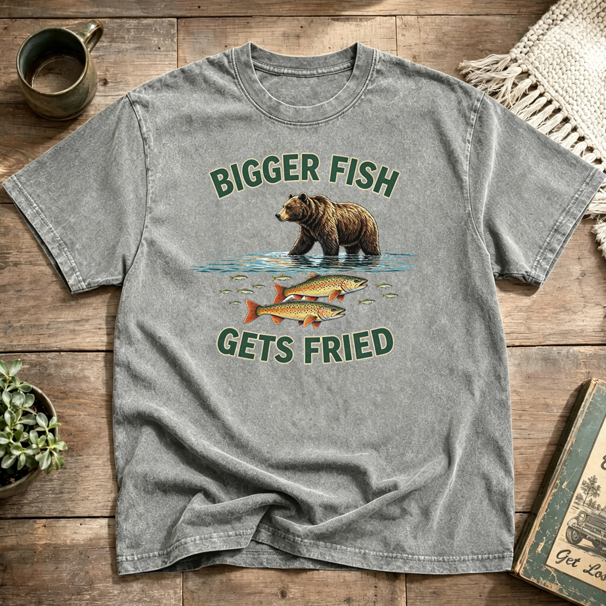 Bigger Fish Gets Fried Washed T-Shirt