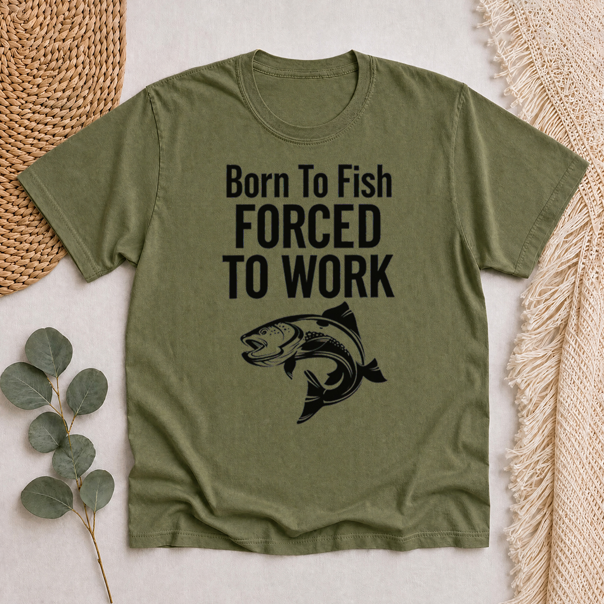 Born To Fish Forced To Work printed Classic T-Shirt
