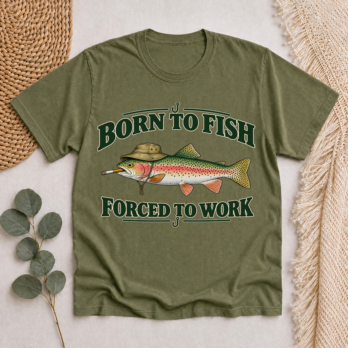 Born to Fish Forced to Work Classic T-Shirt