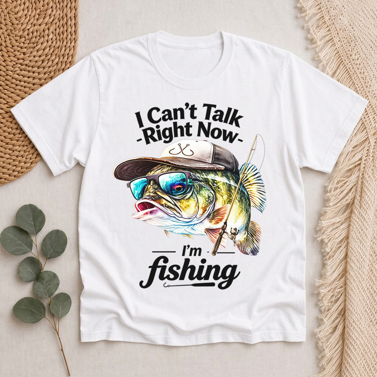 I Can't Talk Right Now I'm fishing Printed Classic T-Shirt