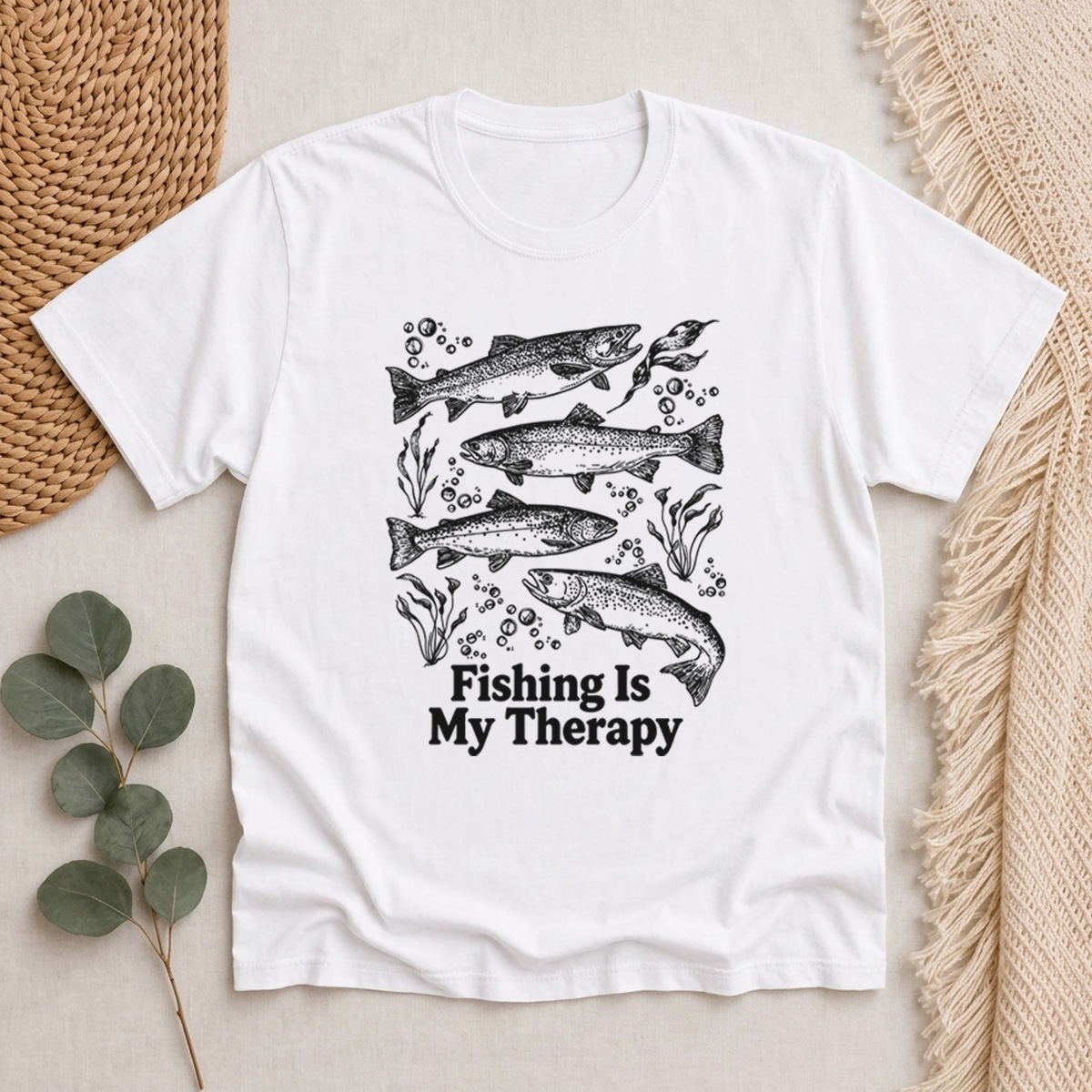 Fishing Is My Therapy printed Classic T-Shirt