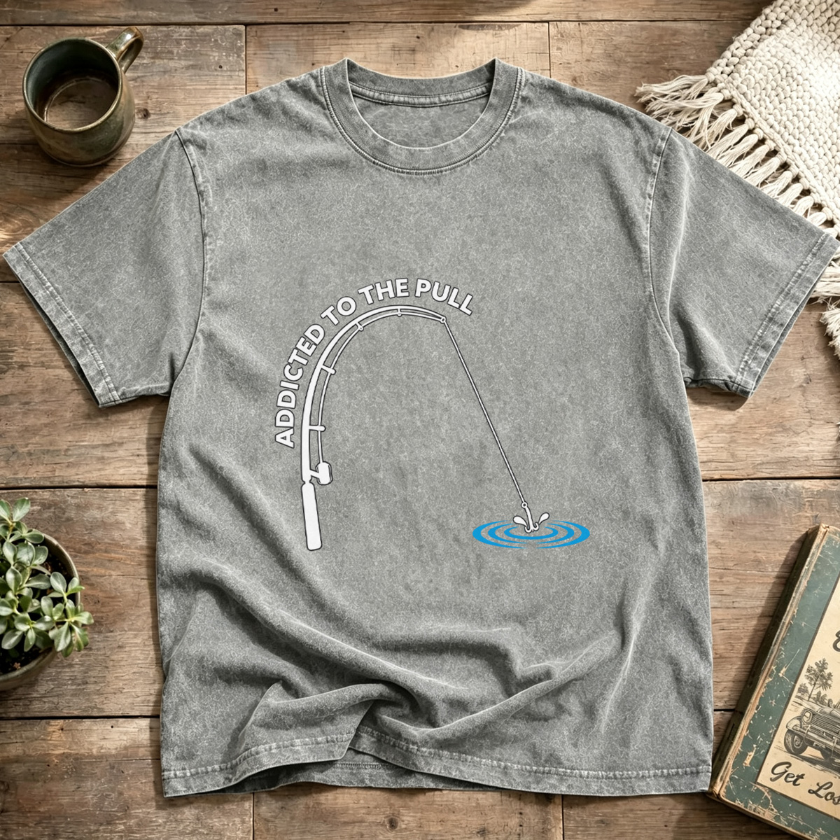 Addicted To The Pull Rod Bend Angler Fishing Washed T-Shirt