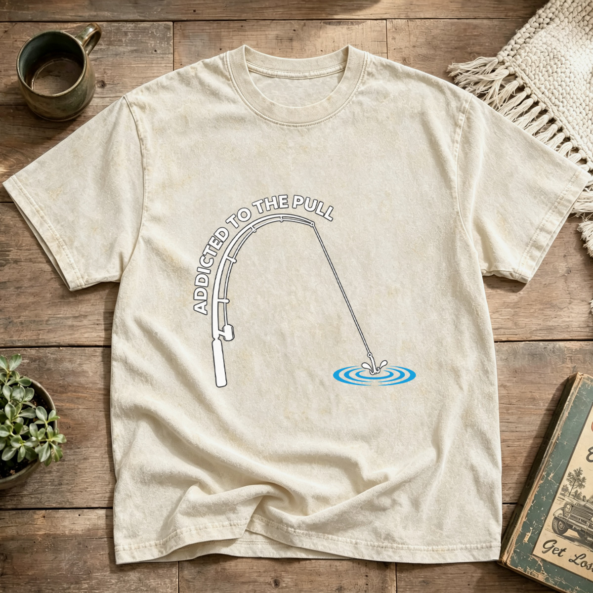 Addicted To The Pull Rod Bend Angler Fishing Washed T-Shirt