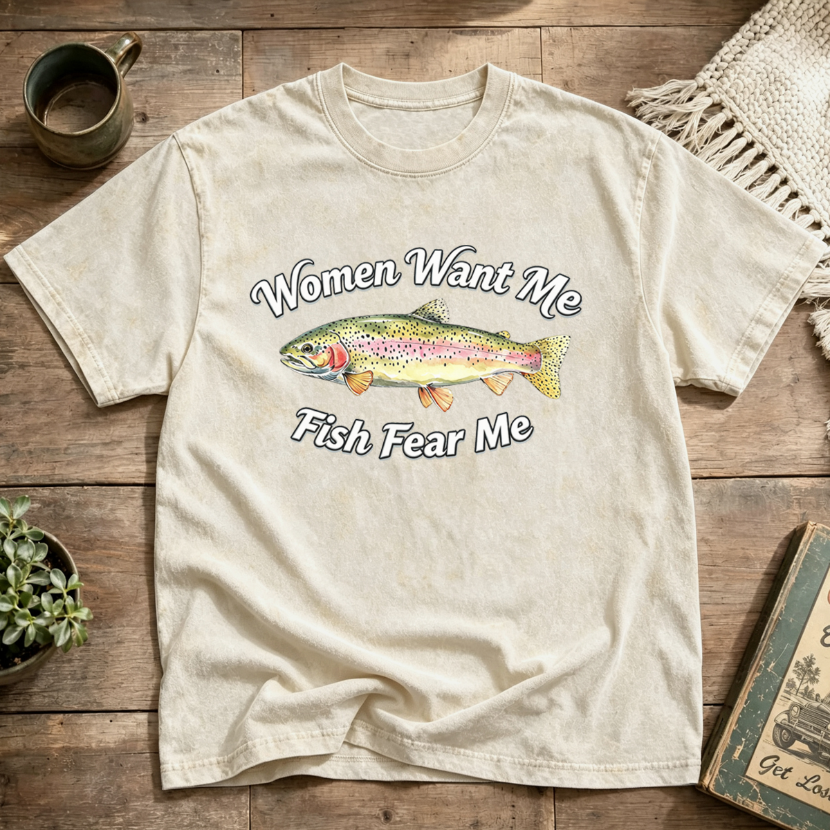 Women Want Me Fish Fear Me Washed T-Shirt