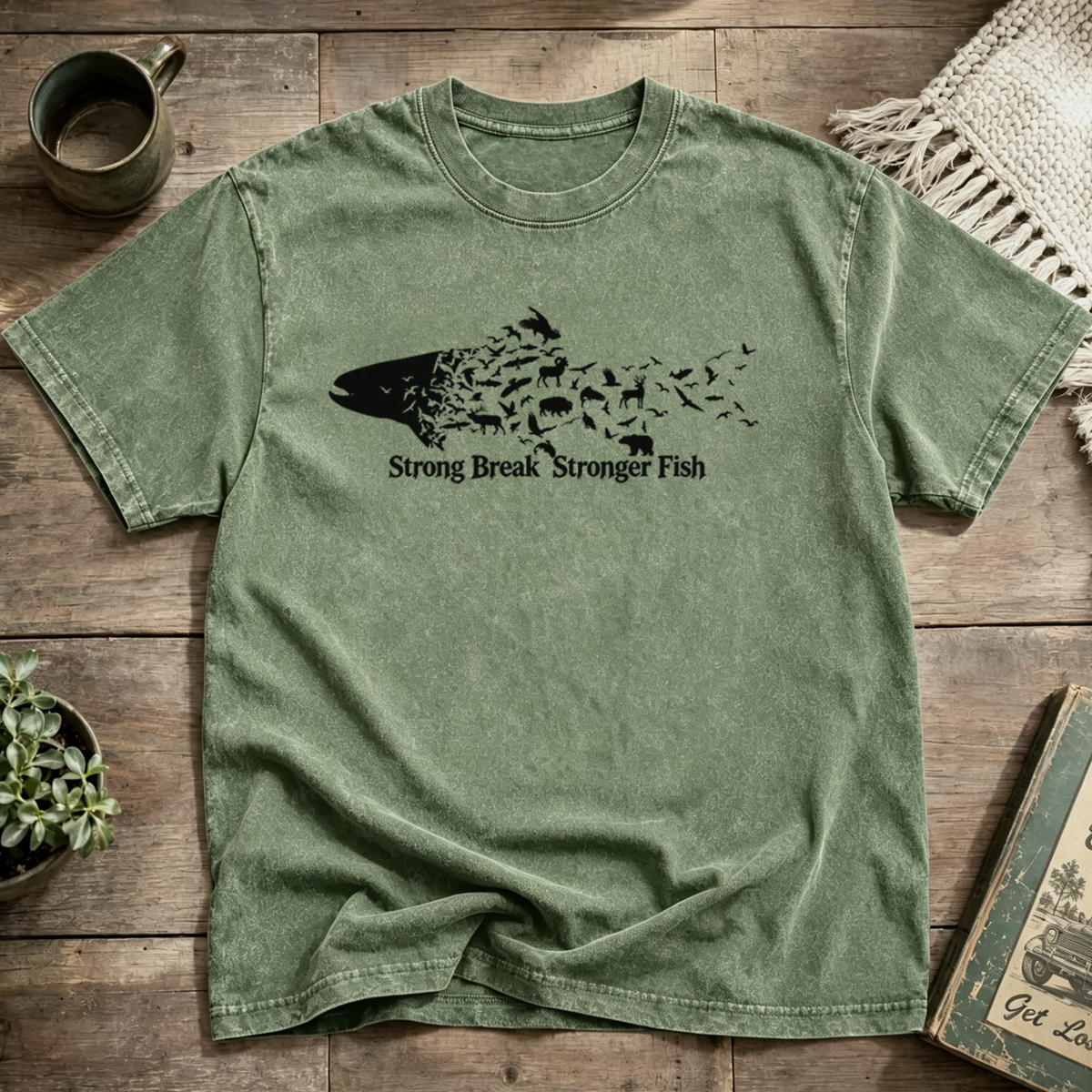 Strong Break Stronger Fish Washed T-Shirt