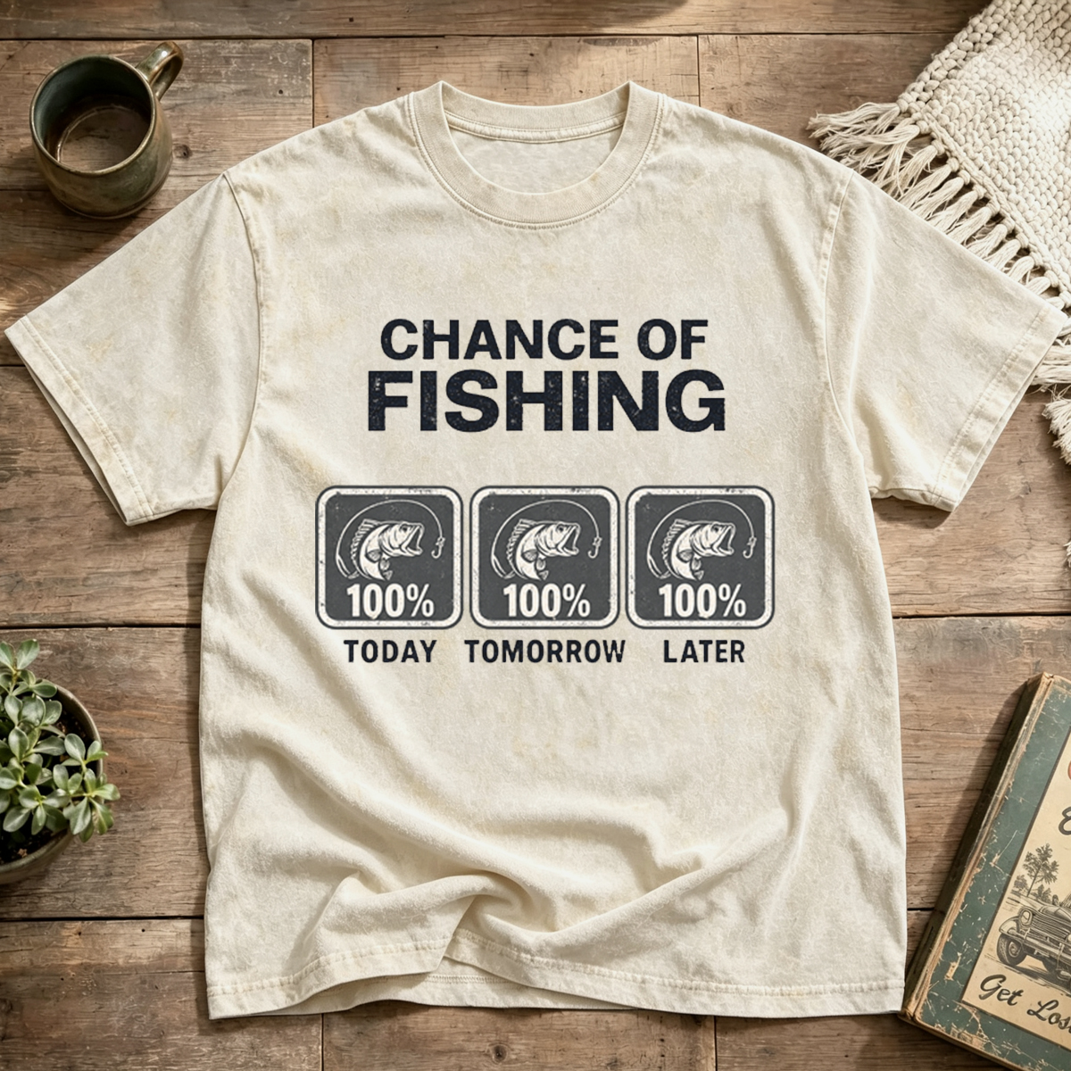 CHANCE OF FISHING Washed T-Shirt