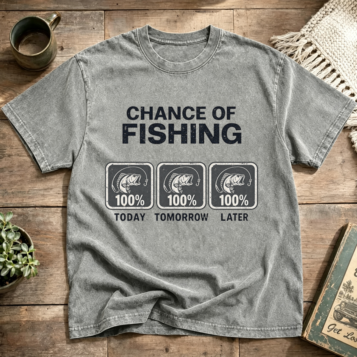 CHANCE OF FISHING Washed T-Shirt