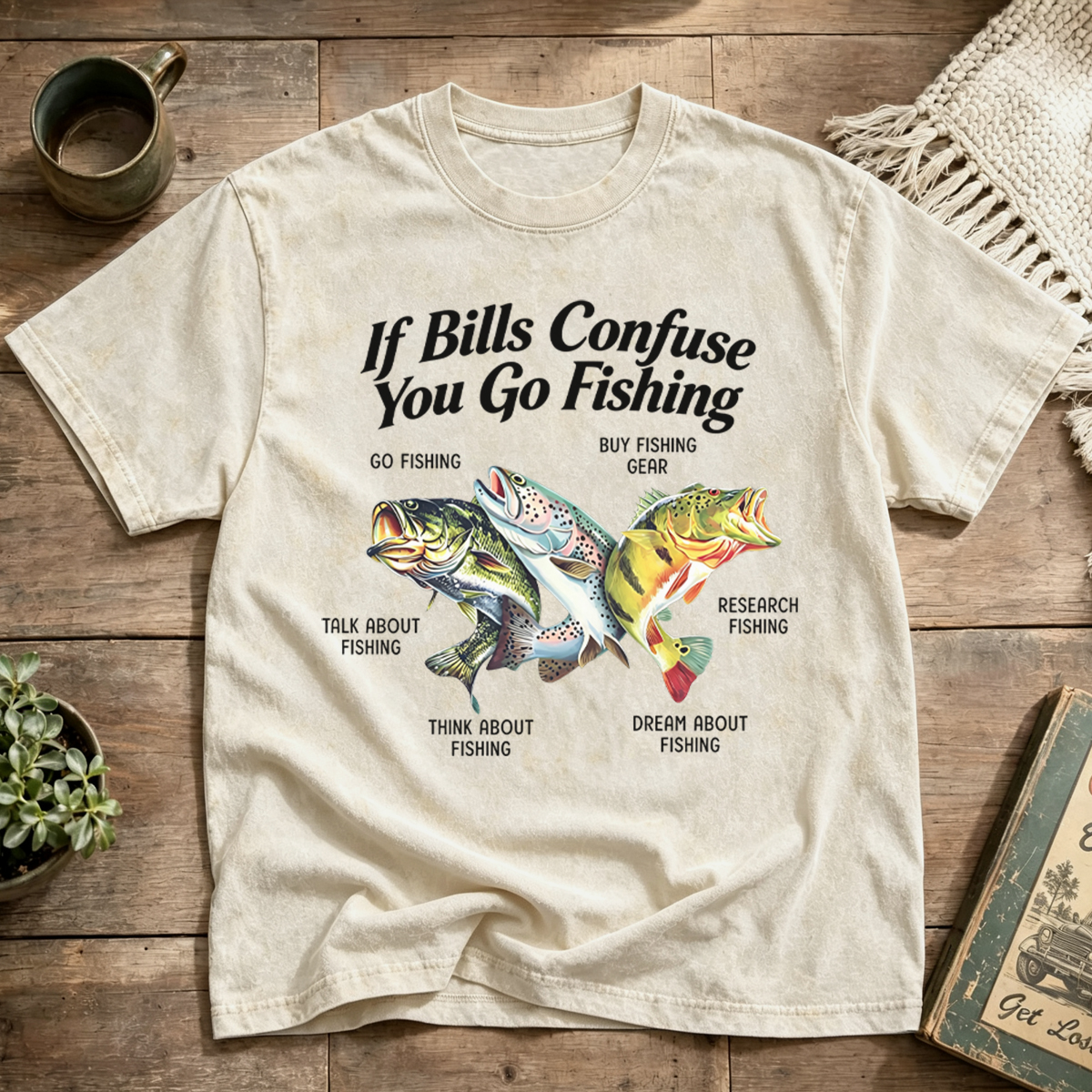 Work Is for People Who Don't Fish Washed T-Shirt