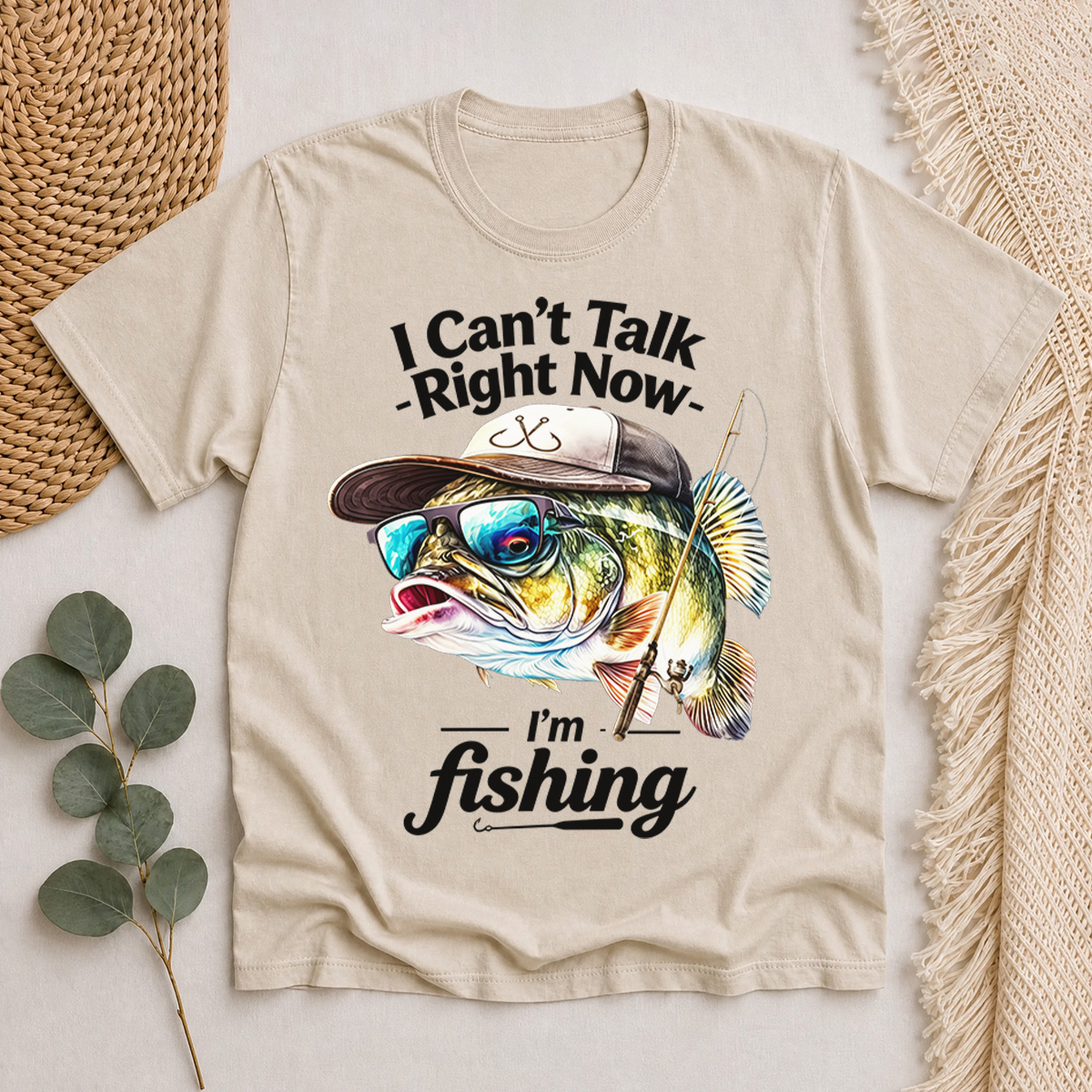 I Can't Talk Right Now I'm fishing Printed Classic T-Shirt