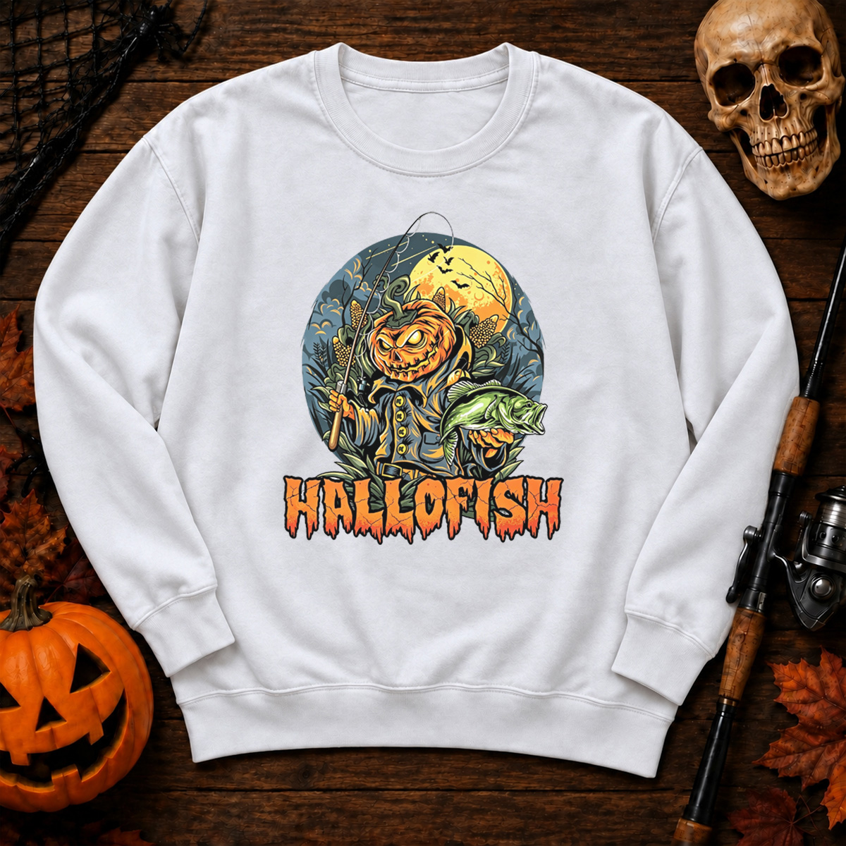 Fishing Pumpkin Halloween Sweatshirt